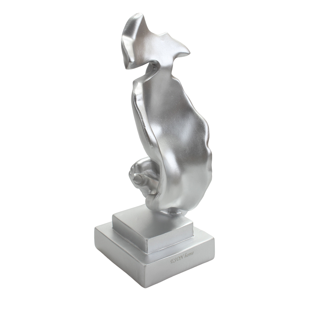 ESON HOME Cold Cast Resin Figurines ,12.2" Statue Abstract Art Figurine for Home Office Bookshelf Desktop Decor Accent,Silver