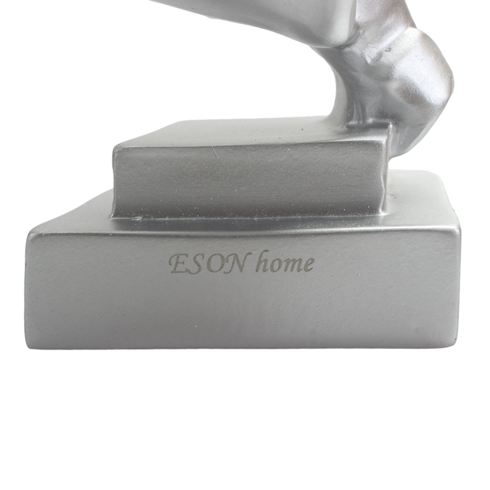 ESON HOME Cold Cast Resin Figurines ,12.2" Statue Abstract Art Figurine for Home Office Bookshelf Desktop Decor Accent,Silver