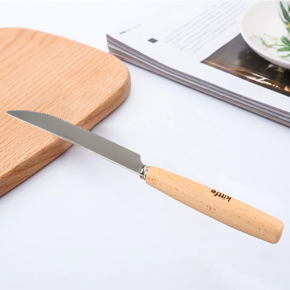 Kittfe 2-Pack Table knives,Wood Handle Stainless Steel Dinner Knives.