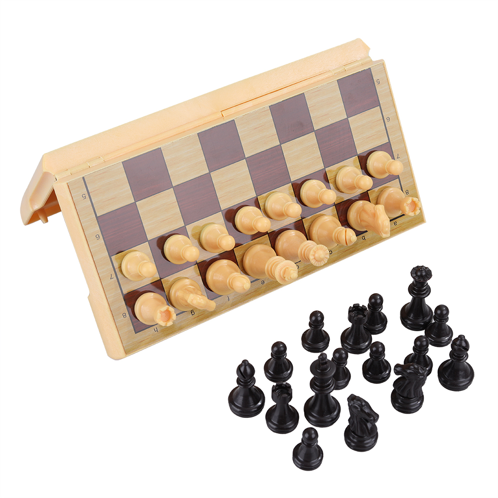MYHARNEY Magnetic Wooden Chess Folding Board Beginner Chess Set for Kids and Adults