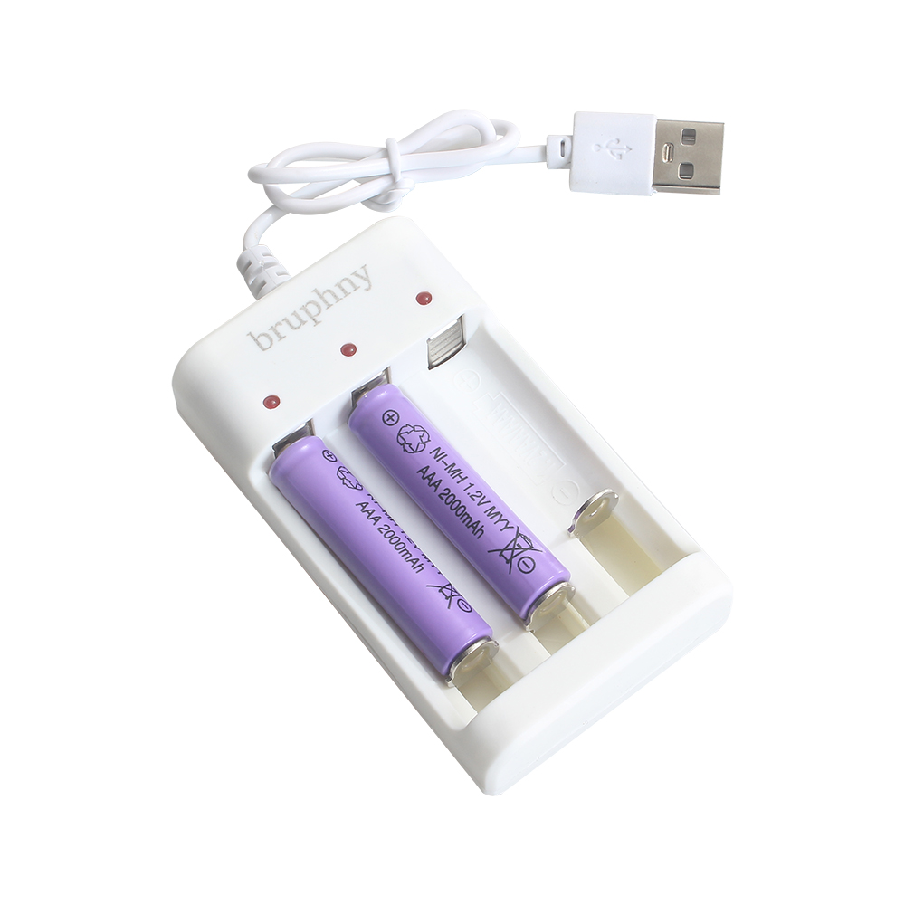 Bruphny AA AAA Battery Charger, USB High-Speed Charger With Charging Indicator Light, Independent Slot, for Ni-MH Ni-CD Rechargeable Batteries