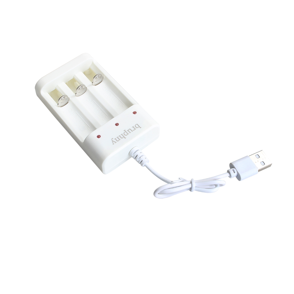 Bruphny AA AAA Battery Charger, USB High-Speed Charger With Charging Indicator Light, Independent Slot, for Ni-MH Ni-CD Rechargeable Batteries