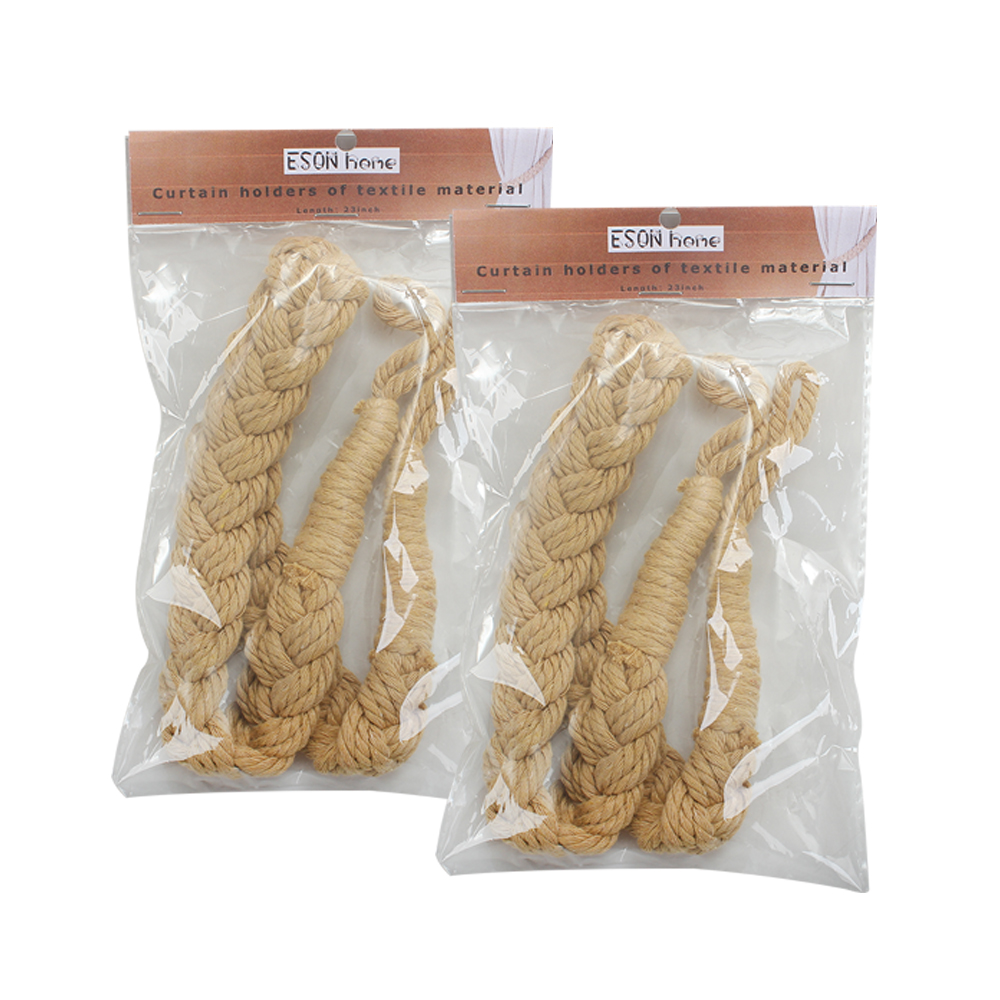 ESON HOME Curtain holders of textile material,2 Pack Braided Drapery Holdback Holder Decorative Rope Tie Back for Home & Office Drapery (Khaki)