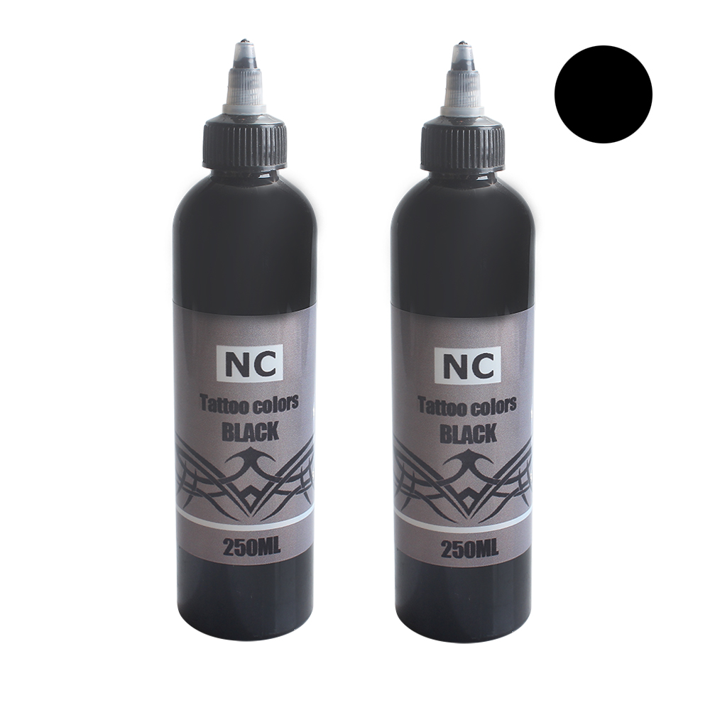 NC 250ml Tattoo Ink, Rich Hue, Quick Healing, Pigment Not Fading, Easy To Apply,Acrylic-Free, Water Based Tattoo Color (Black )