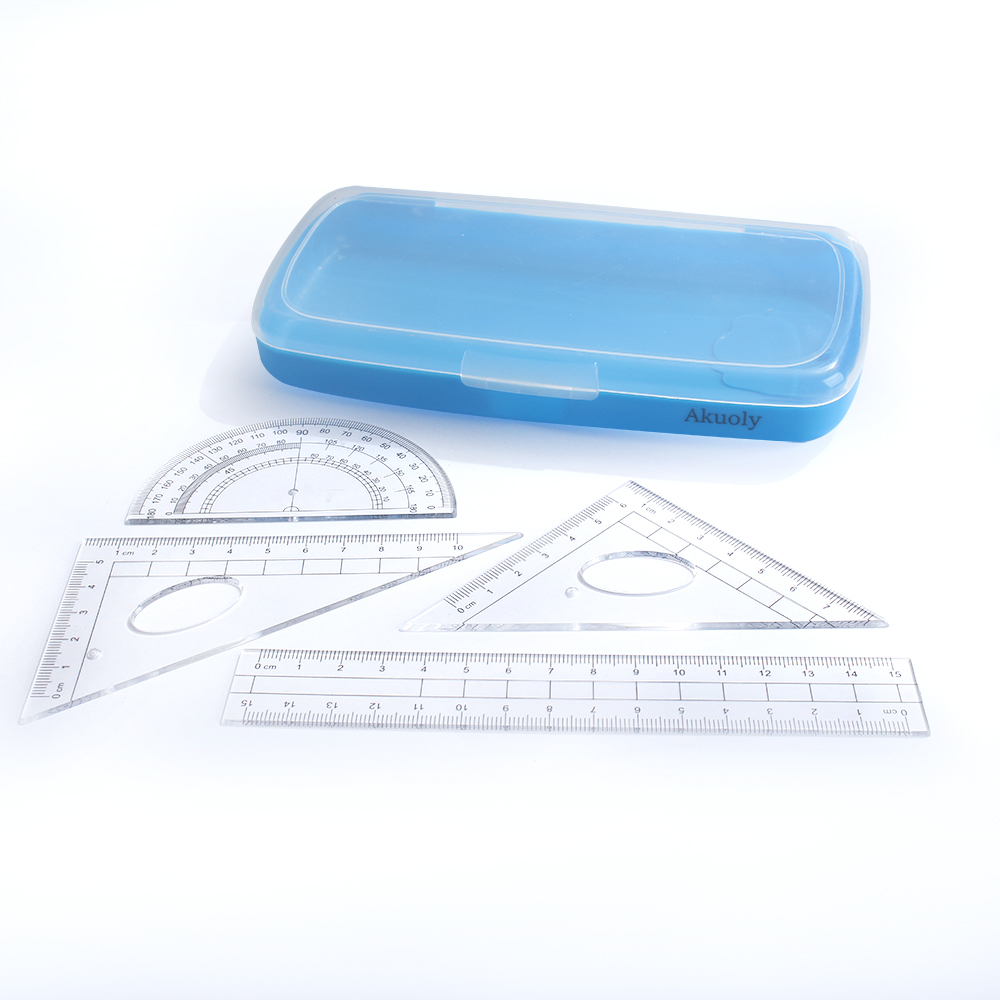 Akuoly Drawing Rulers Set,2 Drafting Compasses with Maths Protractor Set Squares Ruler and More for Students Starters Homework etc.