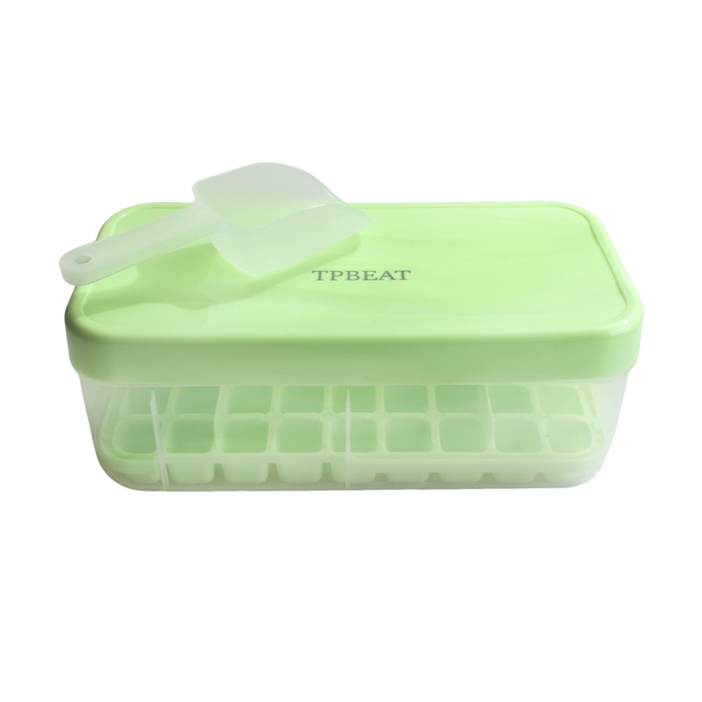 TPBEAT Ice boxes, 32 grids food grade ice making mold, silicone material, household ice tray with lid, ice making box