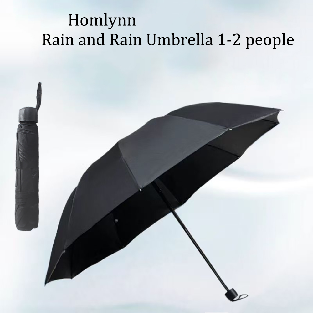 HOMLYNN Simple, lightweight, foldable, and sturdy, suitable for both sunny and rainy days. Black rubber sunshade umbrella