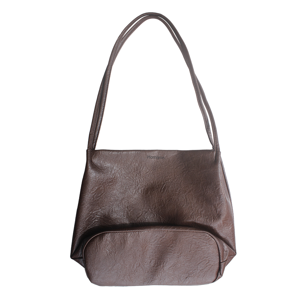 HOMLYNN Leather bags Retro armpit autumn and winter minimalist tote bag, versatile and large capacity shoulder bag