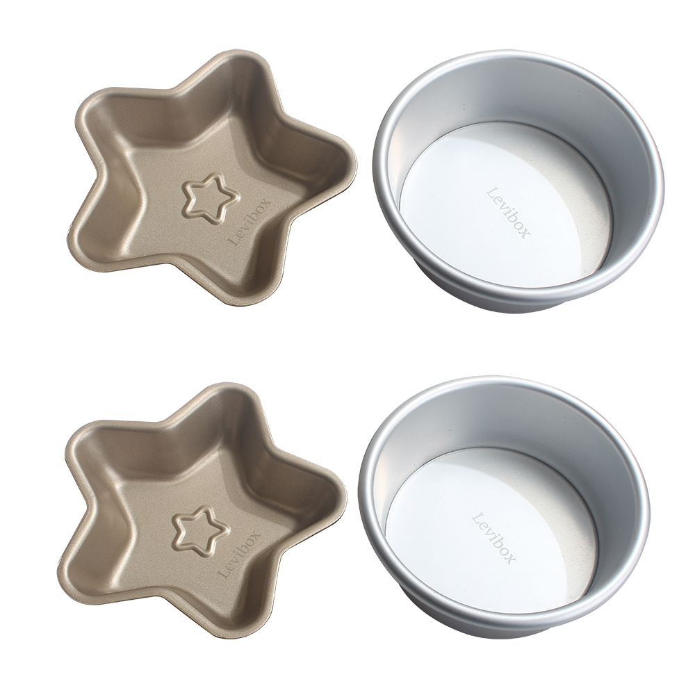 ‌Levibox Cooking Molds, Stainless Steel Non-sticky Cake Baking Mold,Round Star Shape Baking Molds for Tarts,Cakes,Pies