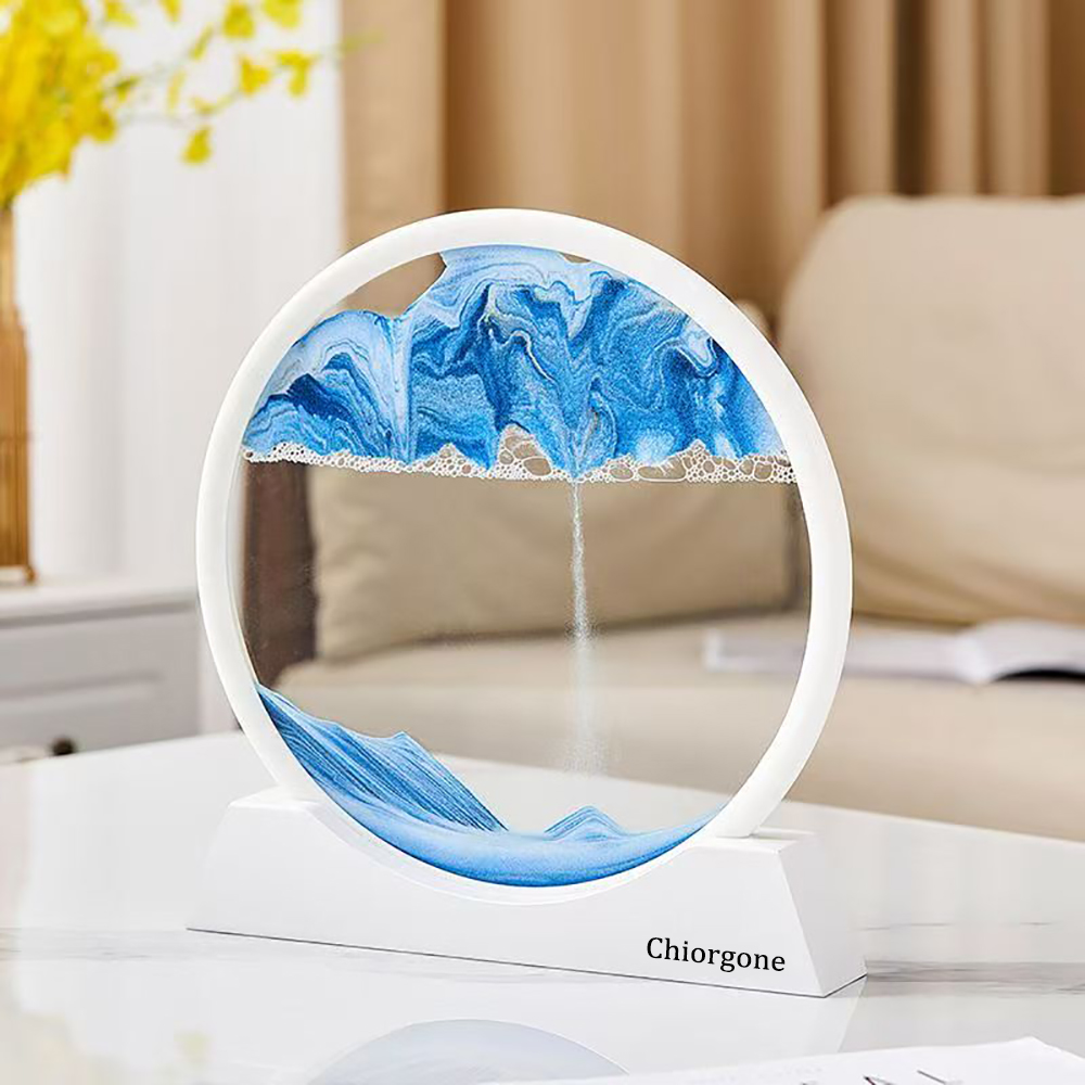 Chiorgone Works of art made of glass,living room, bedroom decorations, 3D quicksand paintings, circular landscape paintings