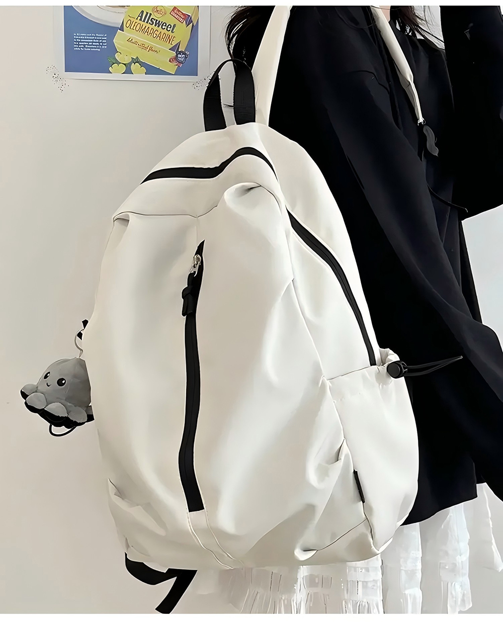 LigRhy Backpacks, Fashion Bookbag Waterproof White Backpack,Lightweight Casual Backpacks for Women Men