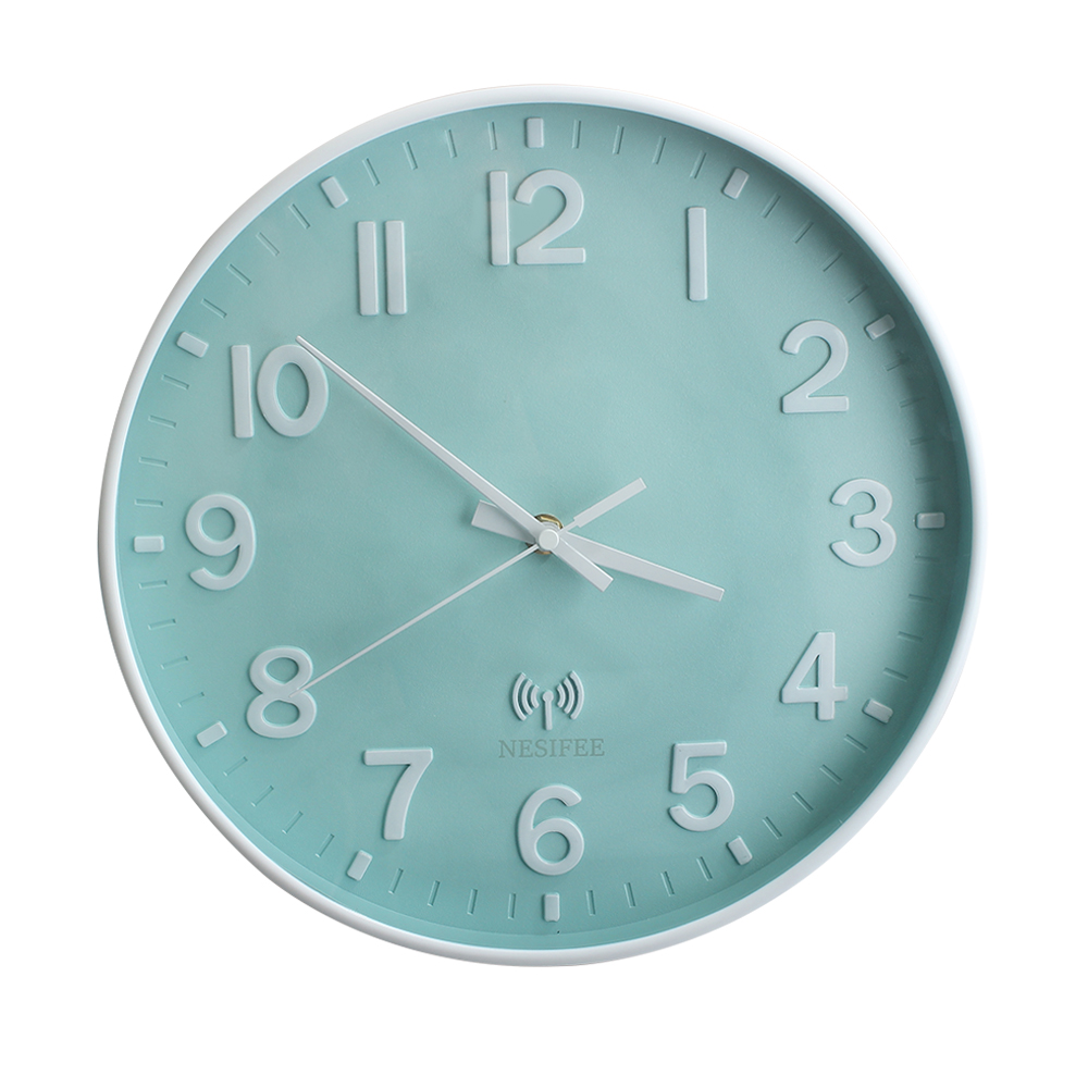 NESIFEE 14" wall clock, silent clock, plastic wall clock, living room electronic wall clock