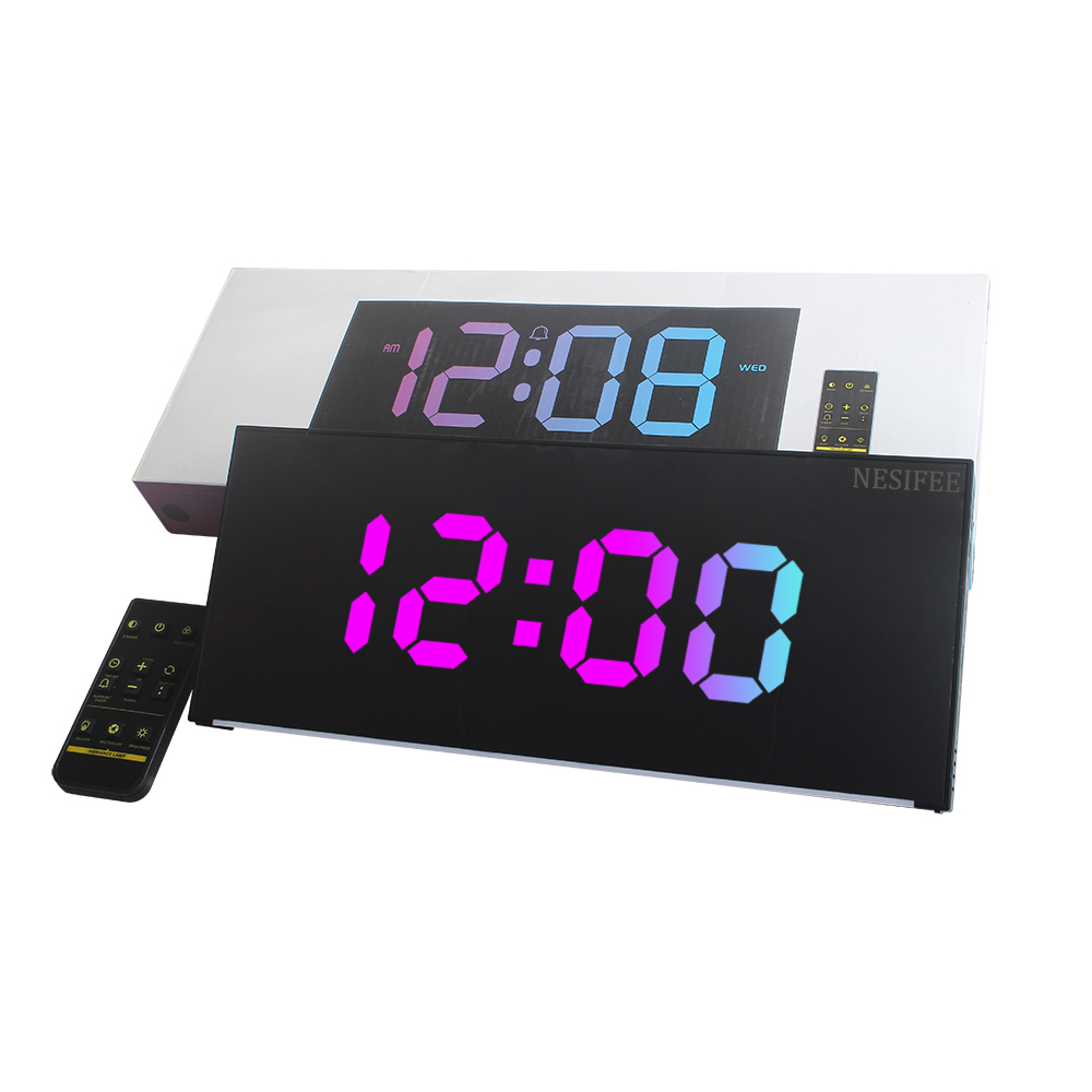 NESIFEE Electronic Clock With Remote Control,Home Digital Display,Alarm Clock,Living Room,Bedroom,Desktop Decoration