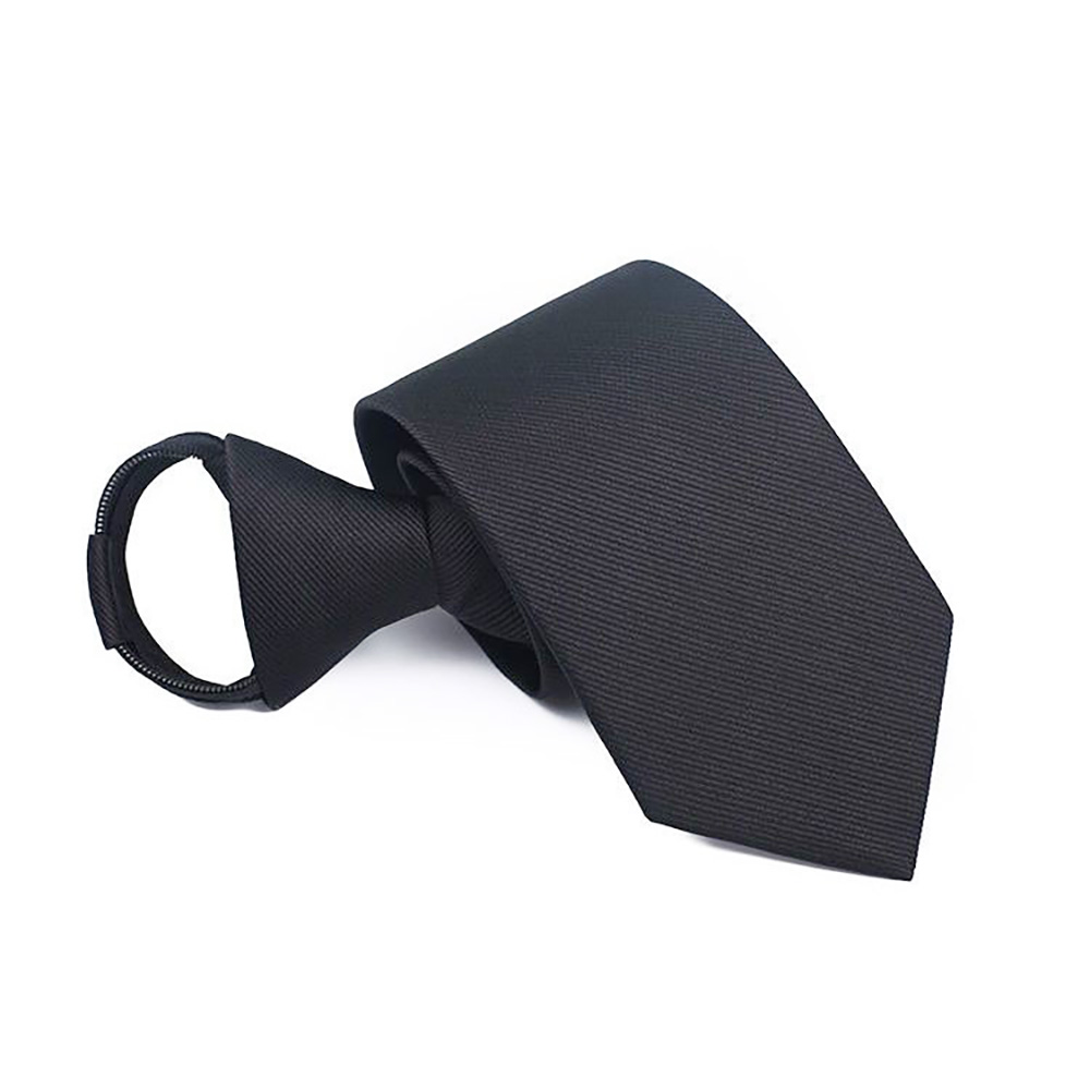 manvelous Men Solid Black Polyester Zip Up Neckties.