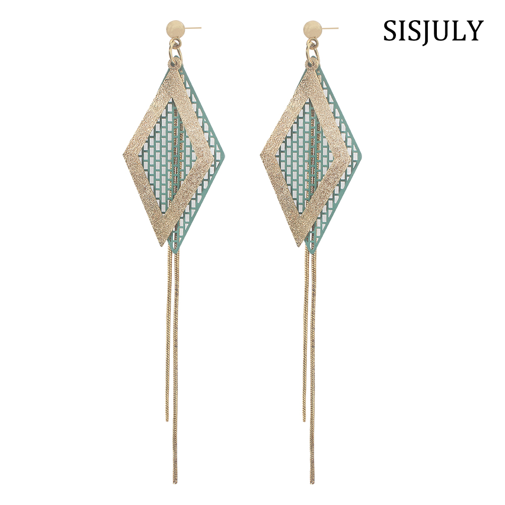 SISJULY Earrings for Women,Womens Ladies Fashion Accessory Jewelry, Cut Out Diamond Shaped Dangle Earrings