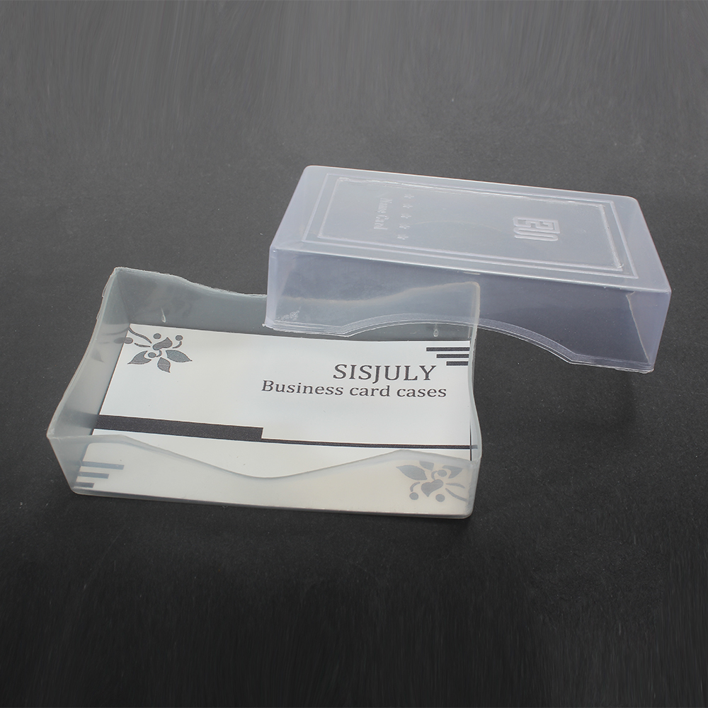 SISJULY Business card cases, transparent plastic box, rectangular card box (holding 60 sheets)