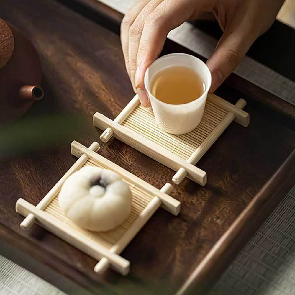 HannaFires Works of art of bamboo decorations Dim sum dish tea cup mat bamboo decoration