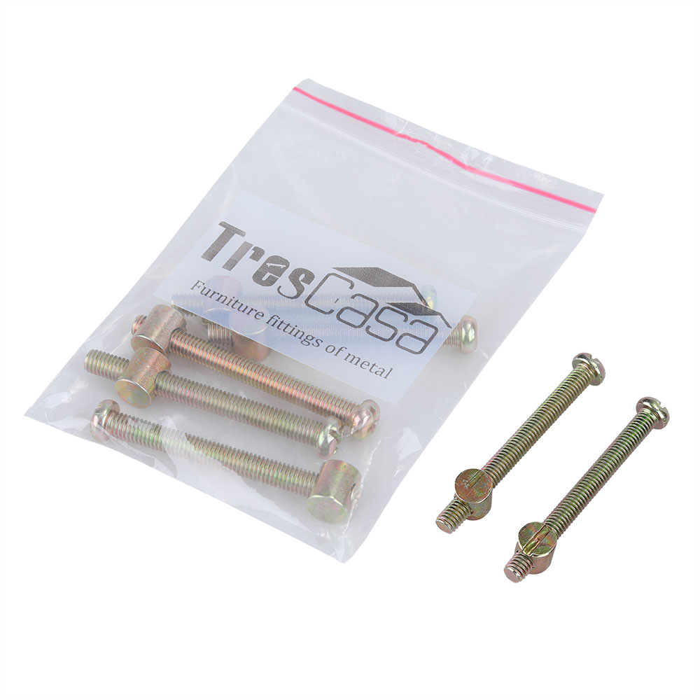TresCasa Furniture fittings of metal Thread Cross Dowel Bolts and Nut Suit, 5 Pcs.