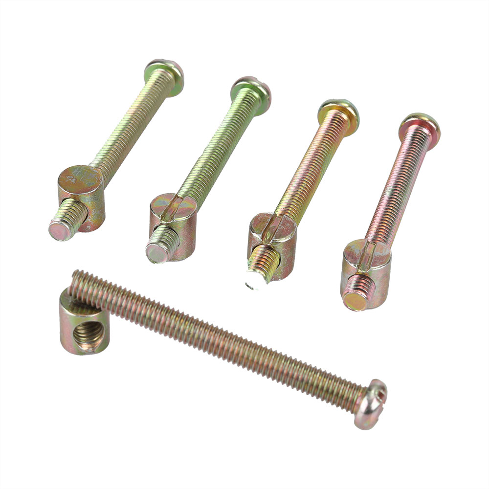 TresCasa Furniture fittings of metal Thread Cross Dowel Bolts and Nut Suit, 5 Pcs.