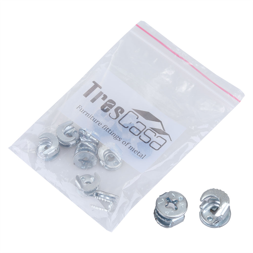 TresCasa Furniture fittings of metal Silver Tone Metal Cam Fittings Connectors for Home Essential,10 Pcs.