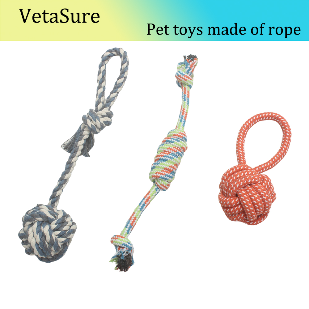 VetaSure Pet Toys Made of Rope,Grinding Teeth,Tear Resistant Cotton Rope,Woven Knot Toys,Pet Supplies