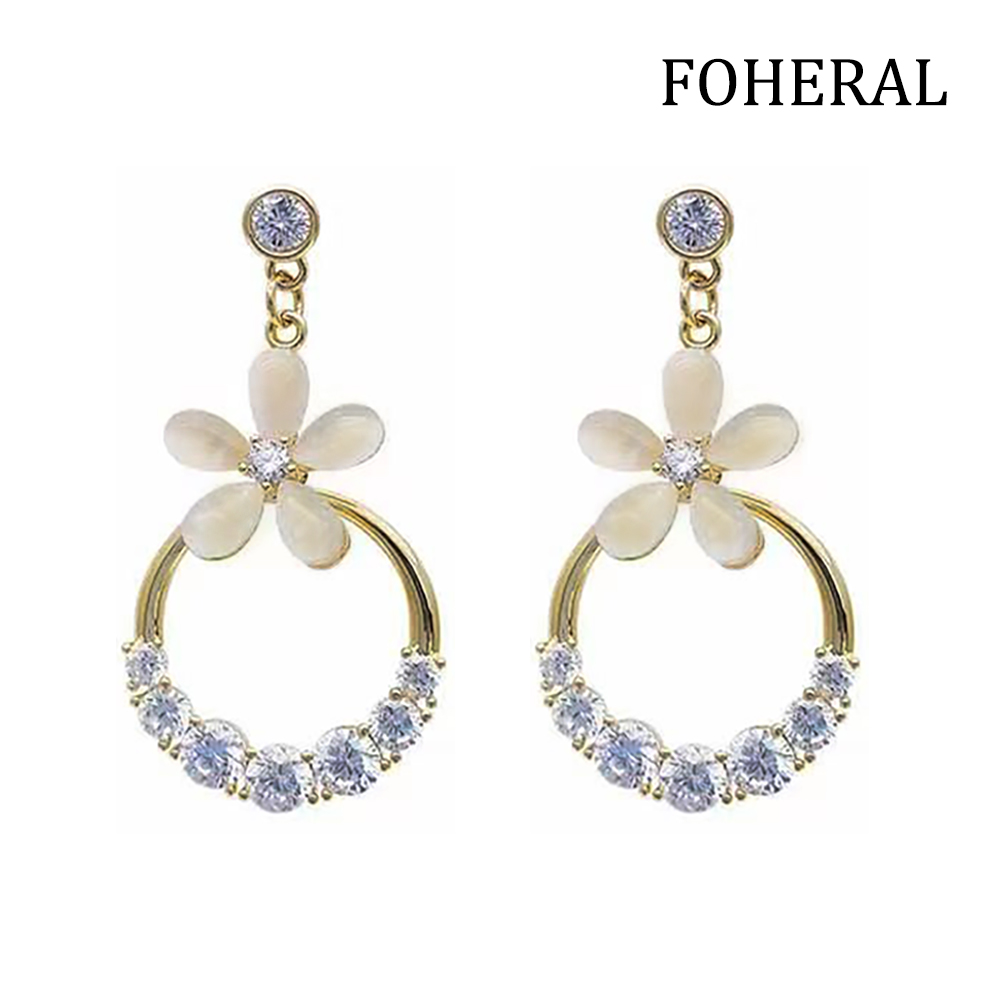 FOHERAL 925 Earrings Silver Needle Flower Earrings and Earrings, Women's Versatile Style