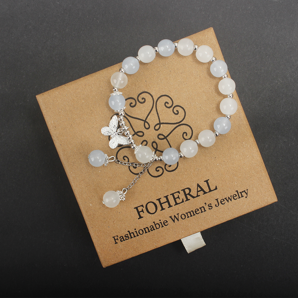 FOHERAL Bracelet [Accessory] Crystal bracelet with butterfly pendant for women