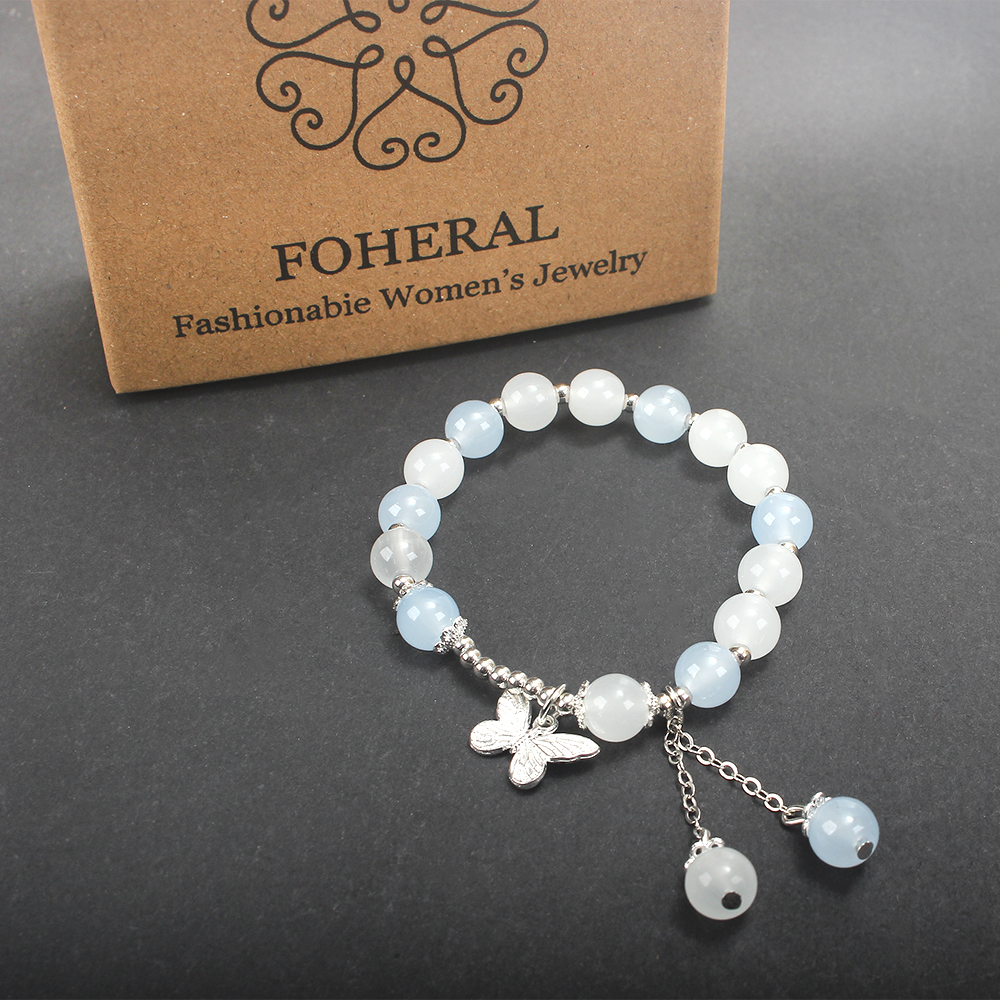 FOHERAL Bracelet [Accessory] Crystal bracelet with butterfly pendant for women