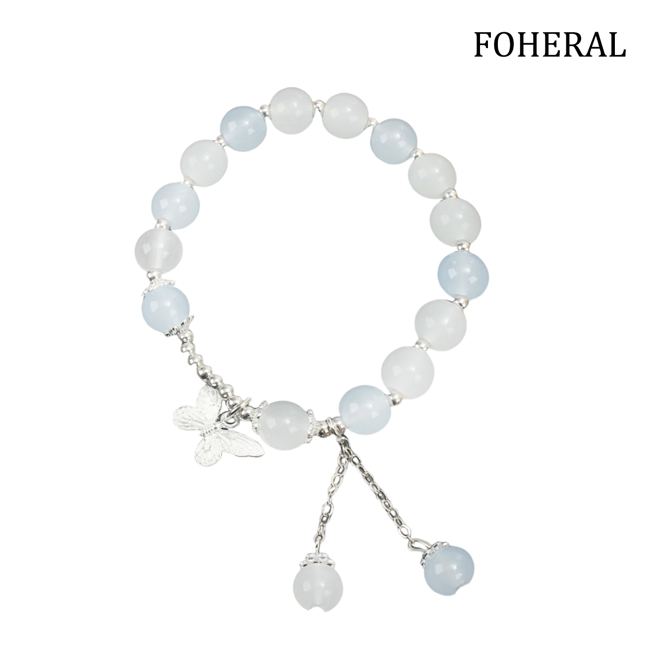 FOHERAL Bracelet [Accessory] Crystal bracelet with butterfly pendant for women