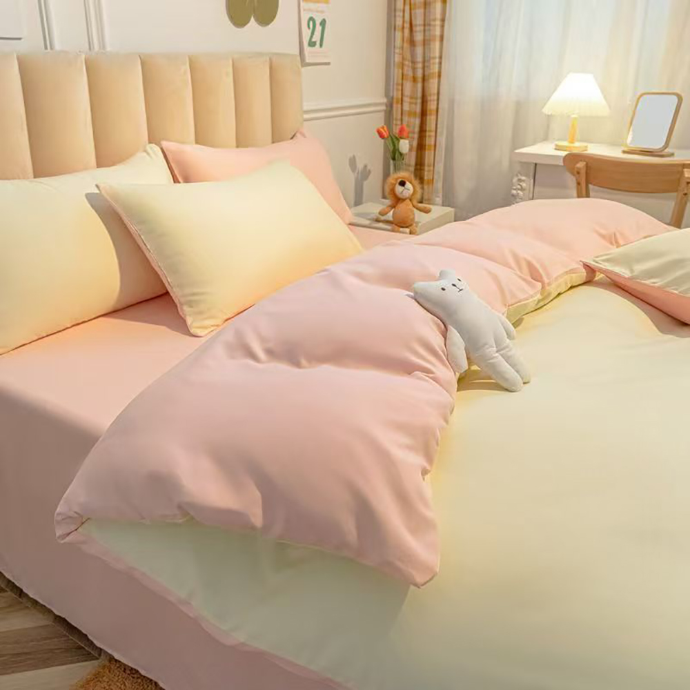 Bed Sheet Set-4 Piece Bedding Soft Comfortable Breathable Lightweight,1 Flat Sheet,1 Fitted Sheet and 2 Pillow Cases