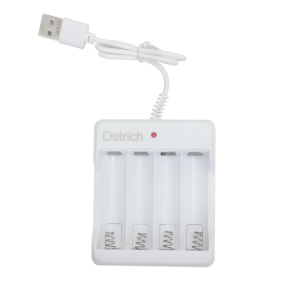 Ostrich USB Battery Chargers for AA AAA Rechargeable Batteries, 4 Slot Universal NiMH Ni-CD Battery Charger with LED Indicator for Home and Office Ostrich USB Battery Chargers for AA AAA Rechargeable Batteries, 4 Slot Universal NiMH Ni-CD Battery Charger with LED Indicator for Home and Office