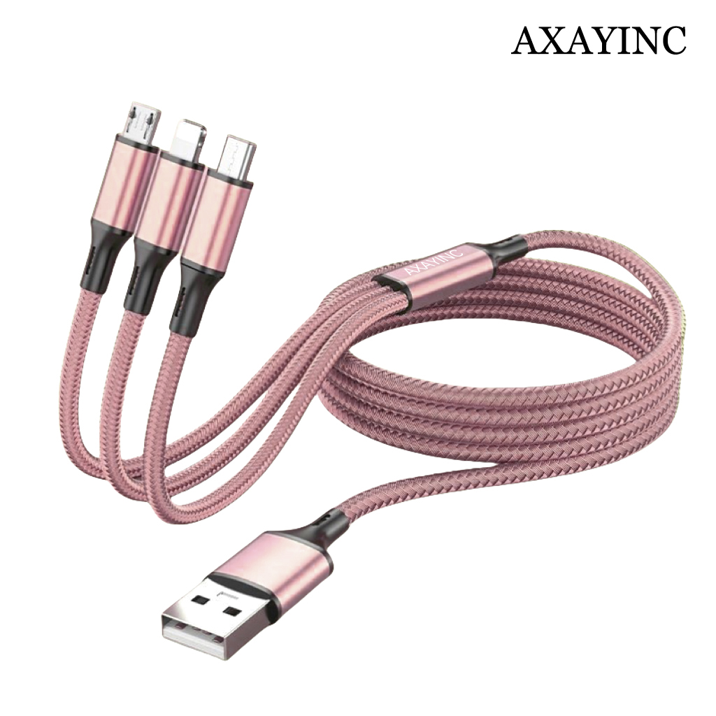 AXAYINC USB Cables, 3 in 1 Multi Phone Charger Rapid Cord with Type C/Micro/Lightning USB Connectors,Multiple Charger Cable for Cell Phones and More AXAYINC USB Cables, 3 in 1 Multi Phone Charger Rapid Cord with Type C/Micro/Lightning USB Connectors,Multiple Charger Cable for Cell Phones and More