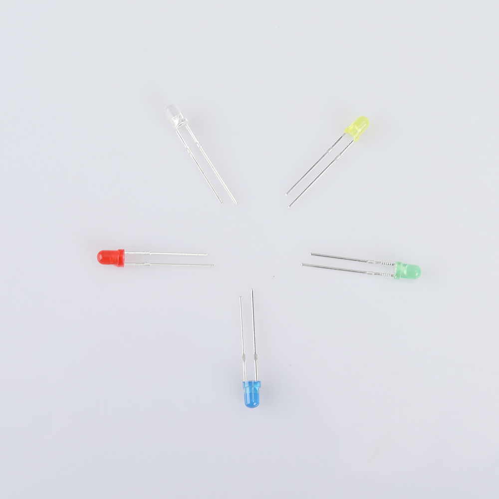 Xiaduo 100pcs 3mm Assorted Color 2-pin Diffused LED Light Emitting Diodes Set（5 Colors x20pcs）.