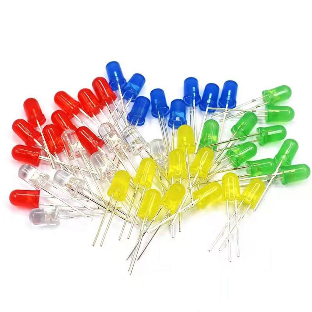 Xiaduo 100pcs 3mm Assorted Color 2-pin Diffused LED Light Emitting Diodes Set（5 Colors x20pcs）.