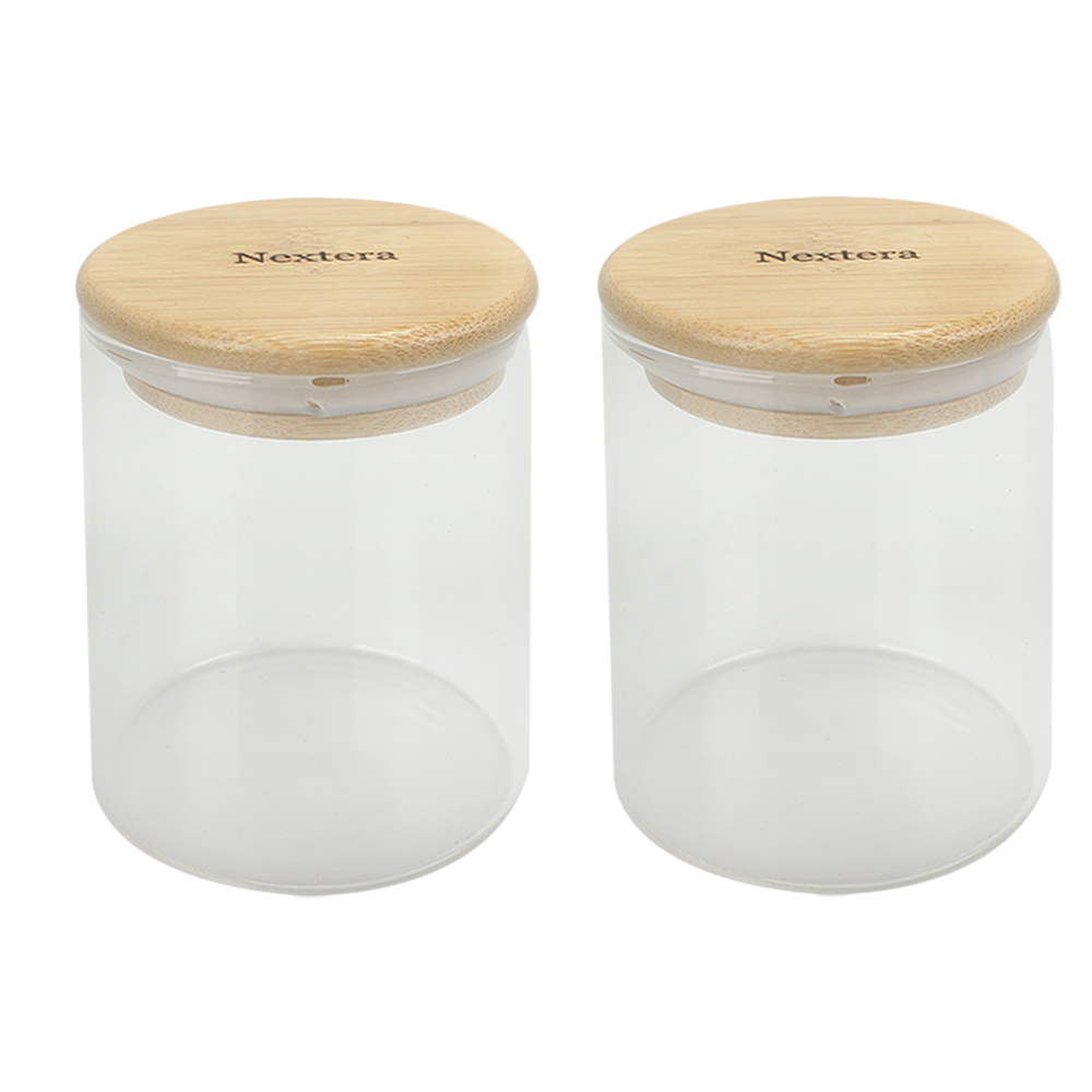 Nextera Containers for Household or Kitchen,200ML Clear Glass Storage container with bamboo Lid,for Beans, Rice, Sugar, Cookie Coffee and etc 2PCS Nextera Containers for Household or Kitchen,200ML Clear Glass Storage container with bamboo Lid,for Beans, Rice, Sugar, Cookie Coffee and etc 2PCS