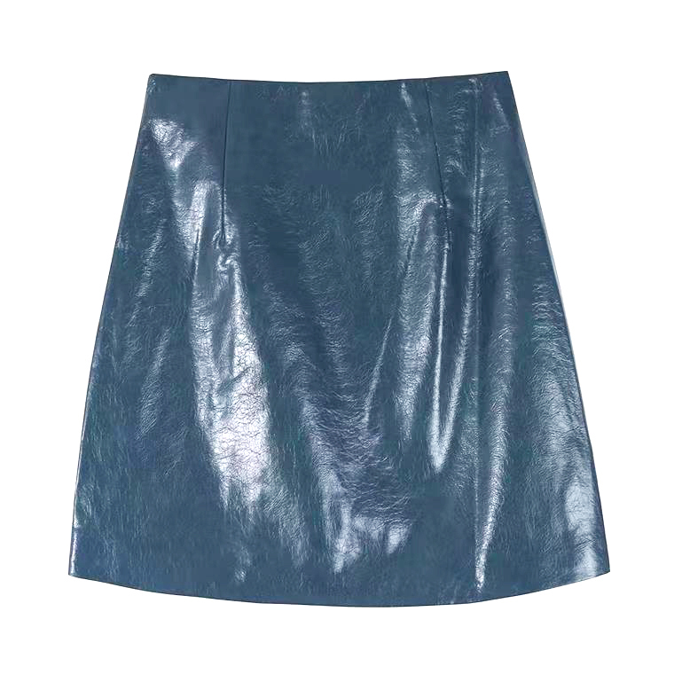 Young17 half skirt A-shaped thin washed leather skirt women's spring and autumn style