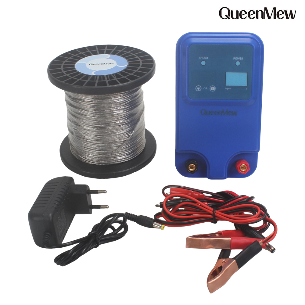 QueenMew Electrified Fences Kit with Wire, Energizer & Adapter for Wildlife Prevention, Farm, Poultry,Garden QueenMew Electrified Fences Kit with Wire, Energizer & Adapter for Wildlife Prevention, Farm, Poultry,Garden