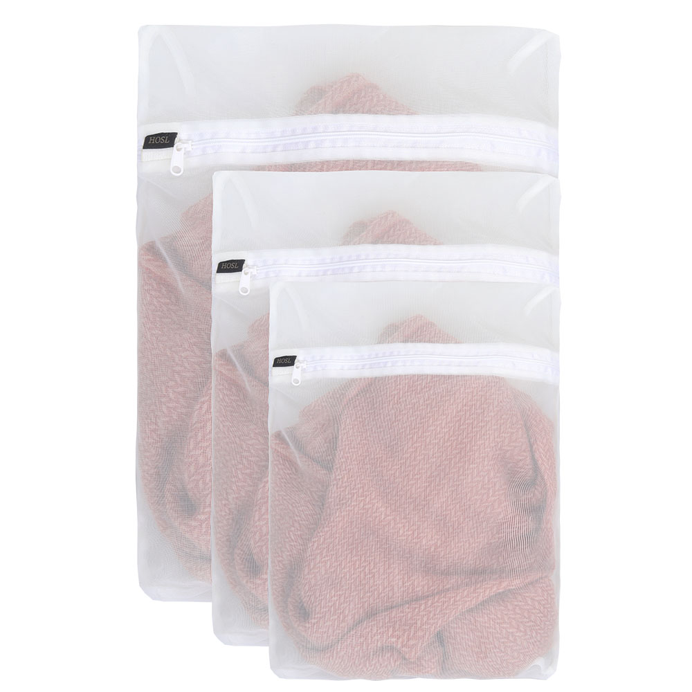 HOSL White Delicate Durable Polyester Washing Bags for Washing Hosiery Laundry Blouse Underwear Bra and Lingerie etc .