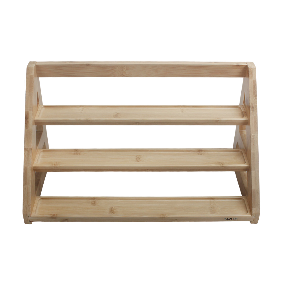 TAZURE Kitchen Utensils 3-Tier Bamboo Spice Rack Organizer,Freestanding Cruet Stand for Countertop, Kitchen, Cabinet, Pantry TAZURE Kitchen Utensils 3-Tier Bamboo Spice Rack Organizer,Freestanding Cruet Stand for Countertop, Kitchen, Cabinet, Pantry