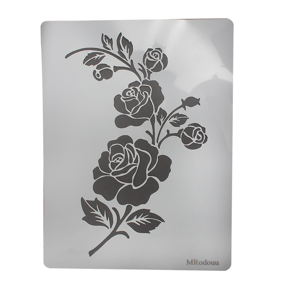 MRodouu DIY Rose Stencil Plates, Reusable Floral Painting Template for Decorating Walls, Wood, Glass, and for Creative Card (2 Pack) MRodouu DIY Rose Stencil Plates, Reusable Floral Painting Template for Decorating Walls, Wood, Glass, and for Creative Card (2 Pack)