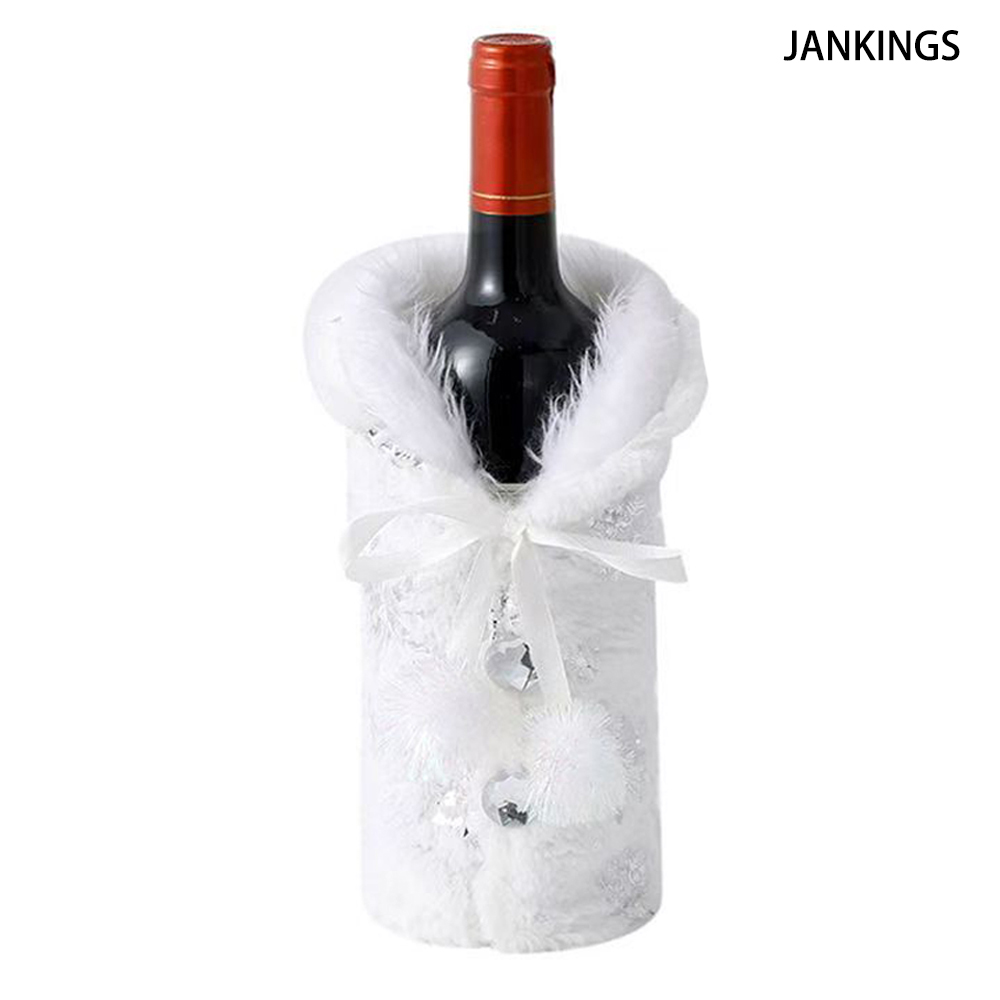 JANKINGS Festive Furry Wine Bottle Vest - Elegant Winter Decoration for Christmas & Holiday Parties | Specially Adapted for Decorating Wine Bottles JANKINGS Festive Furry Wine Bottle Vest - Elegant Winter Decoration for Christmas & Holiday Parties | Specially Adapted for Decorating Wine Bottles