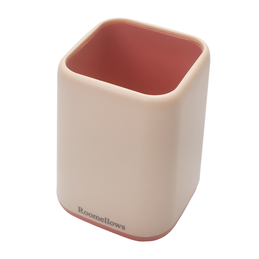 Roomellows Desk Pen Holder Organizer for Office & Home - Stylish Pink & Beige Square Pencil Cup for Pens, Pencils, Markers & More Roomellows Desk Pen Holder Organizer for Office & Home - Stylish Pink & Beige Square Pencil Cup for Pens, Pencils, Markers & More