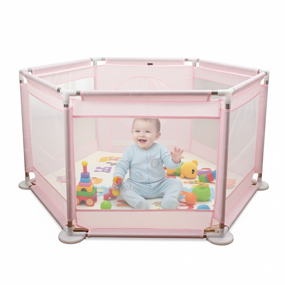 YeTrini Portable Baby Playpens with Breathable Mesh&Activity Gate - Pink Hexagon Kids Activity Center for Indoor/Outdoor Use YeTrini Portable Baby Playpens with Breathable Mesh&Activity Gate - Pink Hexagon Kids Activity Center for Indoor/Outdoor Use