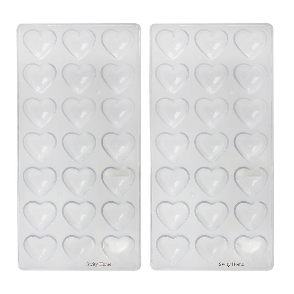 Swity Home Professional Hard Plastic Heart Mold Set of 2, Clear Cookery Molds for Making Bonbons, Truffles, Ice Cubes, and DIY Baking Decorations Swity Home Professional Hard Plastic Heart Mold Set of 2, Clear Cookery Molds for Making Bonbons, Truffles, Ice Cubes, and DIY Baking Decorations