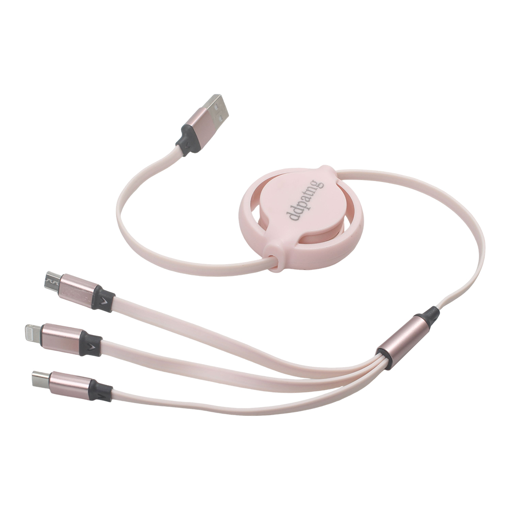 ddpatng Retractable 3-in-1 USB Charging Cable for Cellphones - Multi-Port Fast Charger Cord with Micro USB, Type C, Lightning Connectors for Travel & Home Use ddpatng Retractable 3-in-1 USB Charging Cable for Cellphones - Multi-Port Fast Charger Cord with Micro USB, Type C, Lightning Connectors for Travel & Home Use