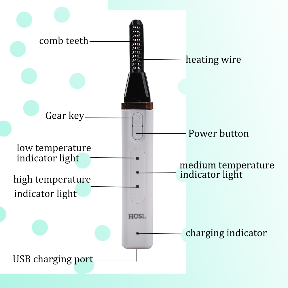 HOSL The electric eyelash curler is used for applying makeup and styling, and it is an artifact of heating and permanent eyelash curling.