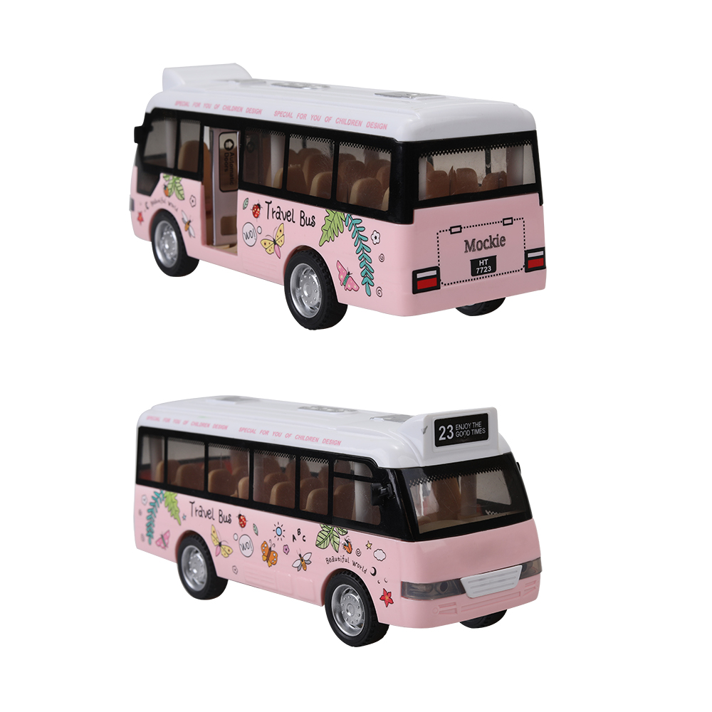 Mockie Children's toy sound and light bus toy car fall-resistant simulation bus door open car model.