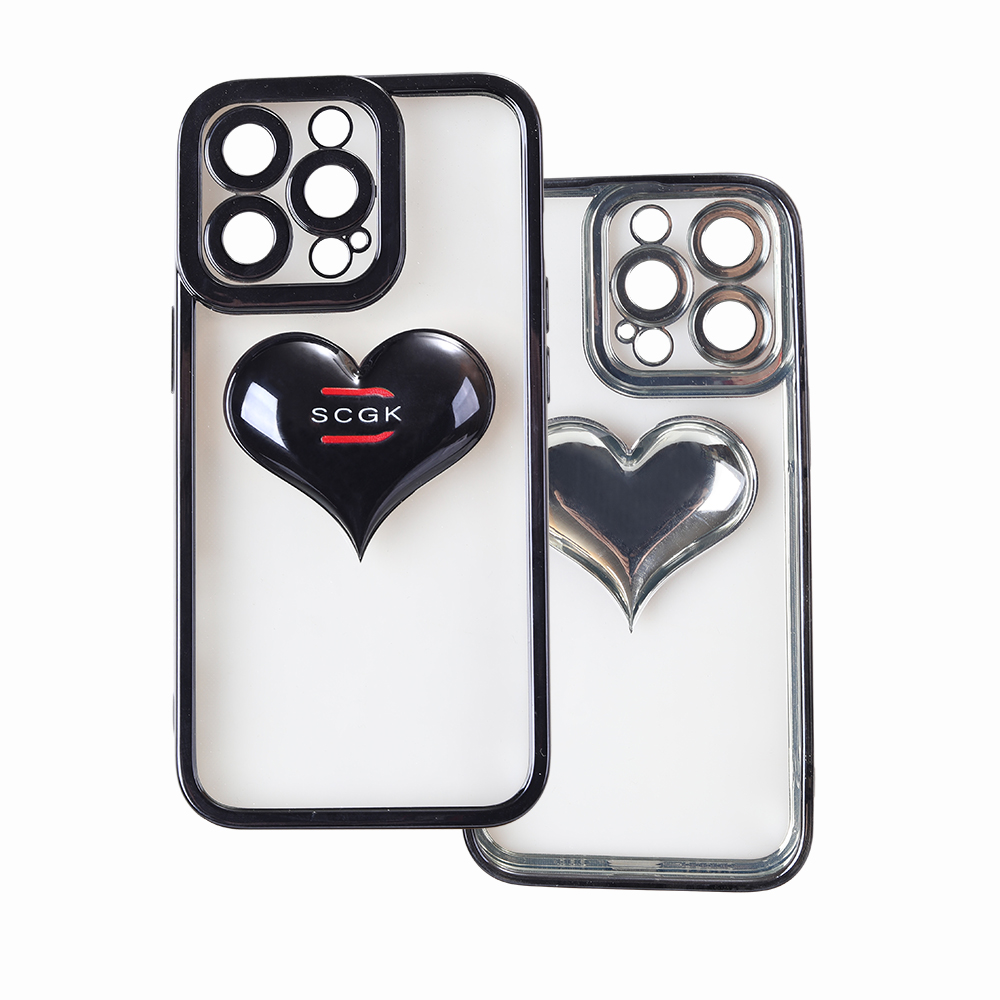 SCGK simple model fashion three-dimensional love Apple 13 Pro smartphone case transparent shell.