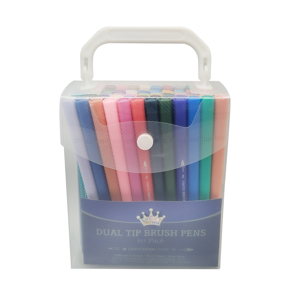 LUCKY CROWN 60 Color Dual-Tip Drawing Pen Set,Kids Adults Artist Watercolor Pens for drawing,writing, marking, bullet journaling, hand-drawn cards, DIY.