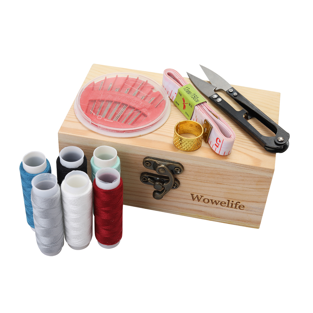 Wowelife Darning thread, Wooden Sewing Kit Box for Beginner, Women, Men.